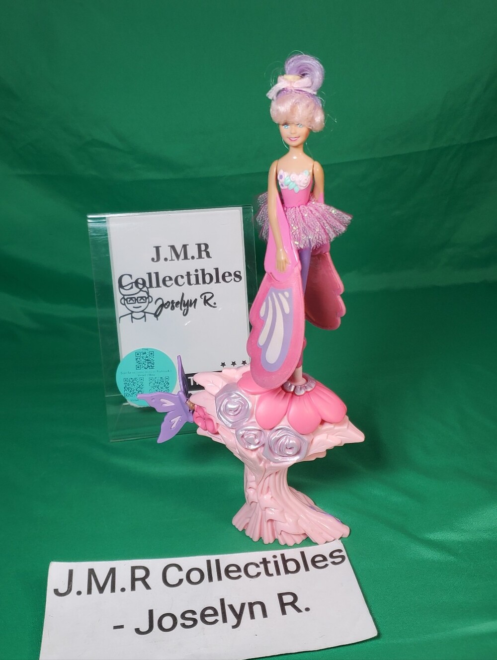 1995 Galoob Sky Dancers Crystal Rose Flying Fairy Doll & Base - Vintage 90s Toy